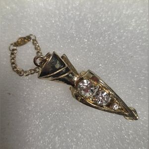 1950 Vintage Gold Tone Rhinestone Glove & Scarf Clip